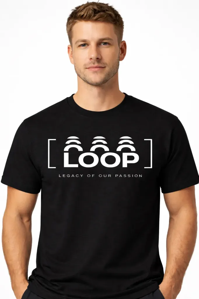Loop Crew Cut T-shirt For Men's (Black, S)
