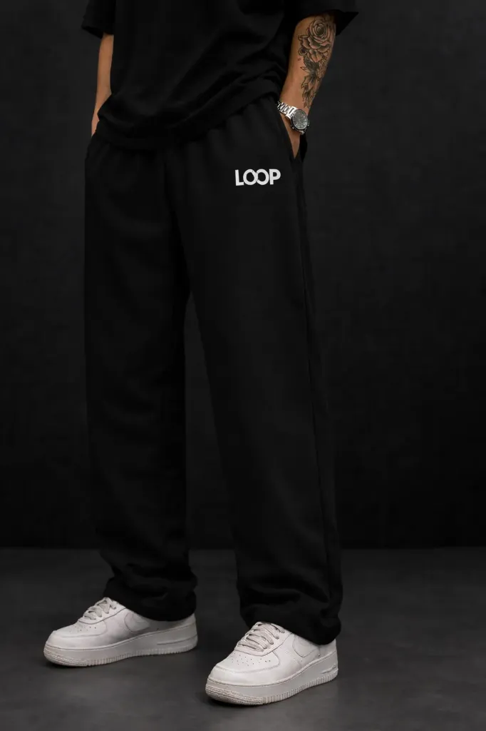 Loop Sweat Pant For Men's (Black, S)