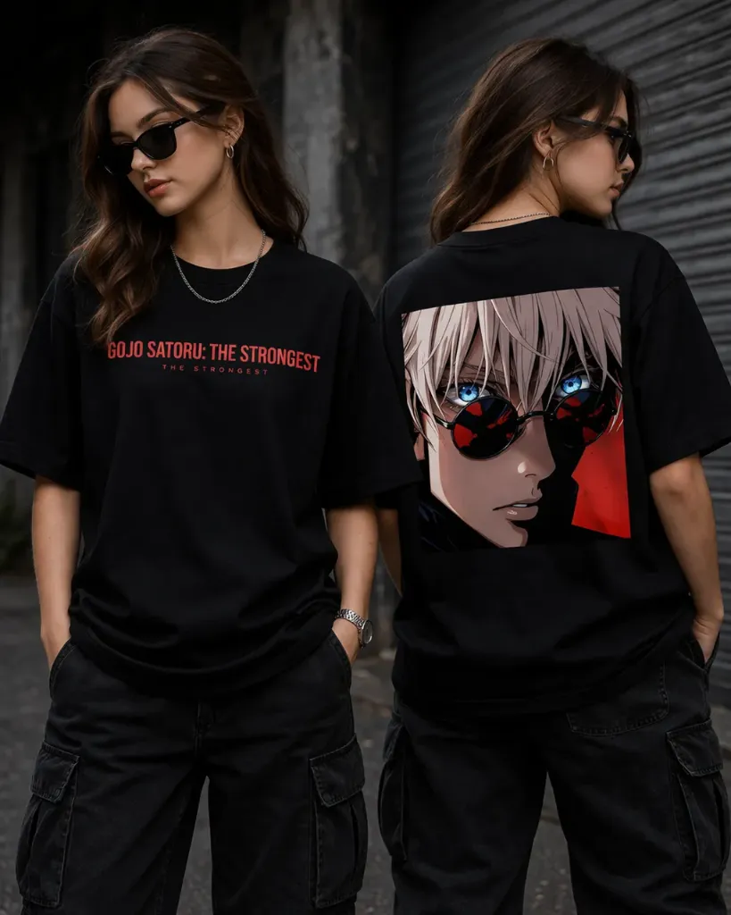 GOJO SATURO || THE POWER || Premium Loop Oversized T-shirt (S, Black)